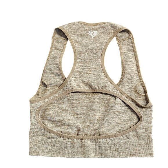 Womens Best Sports Bra, Pullover, Cut Out Back, Cropped Tank, Tan Heathered, S - Picture 2 of 7
